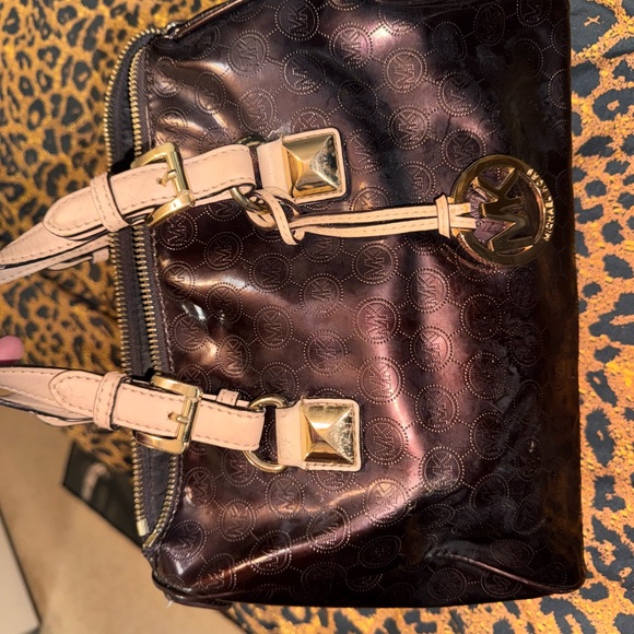 Michael Kors Handbags - Michael Kors Shiny Brownish Maroon and Gold Handbag